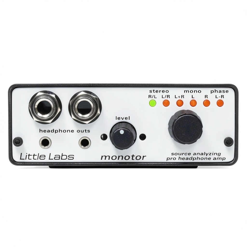 Little Labs Monitor audio cable connected to a studio headphone amp