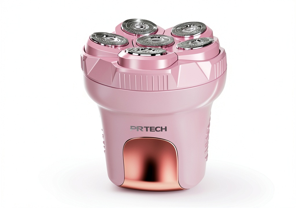 Woman using PRITECH 6D electric shaver in the shower
