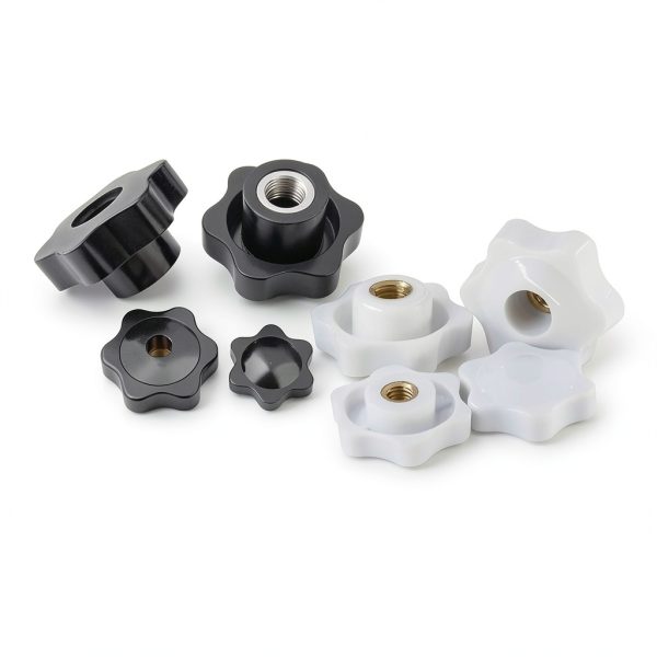 Generic 2-10pcs Thumb Knob Nut M4 M5 M6 M8 M10 M12 Black White Clamping Handle Plum Thread Hand Mechanical Manual Tighten Star Nuts(Blind End(White),M8x48mm-2pcs)-6