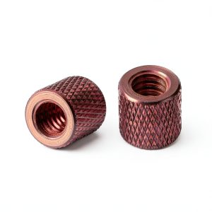 uxcell 1/4-20 x 10mm Hand Screw Nut Alloy Diamond Knurl Red 2pcs-0