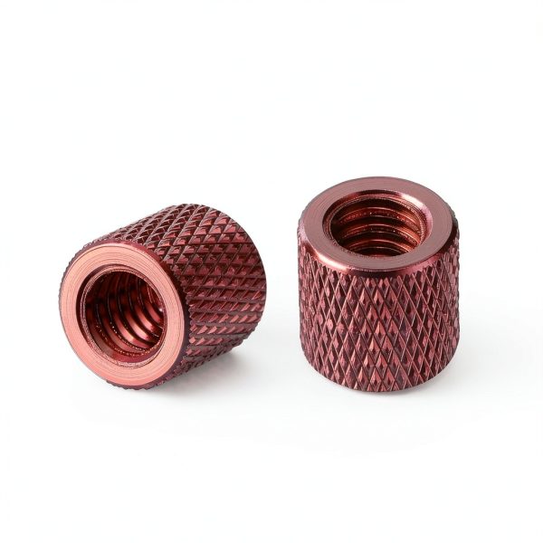 uxcell 1/4-20 x 10mm Hand Screw Nut Alloy Diamond Knurl Red 2pcs-2