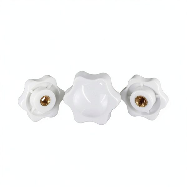 Generic 2-10pcs Thumb Knob Nut M4 M5 M6 M8 M10 M12 Black White Clamping Handle Plum Thread Hand Mechanical Manual Tighten Star Nuts(Blind End(White),M8x48mm-2pcs)-5