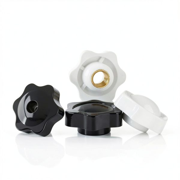 Generic 2-10pcs Thumb Knob Nut M4 M5 M6 M8 M10 M12 Black White Clamping Handle Plum Thread Hand Mechanical Manual Tighten Star Nuts(Blind End(White),M8x48mm-2pcs)-1